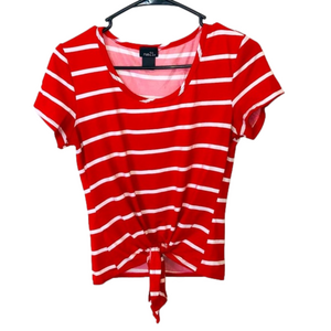 RUE21 Red & White Striped Tie Front Tee